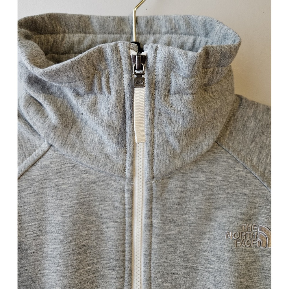 The North Face Women's Small Gray Full Zip Fleece Jacket Tie Waist Mock Neck - Picture 11 of 13